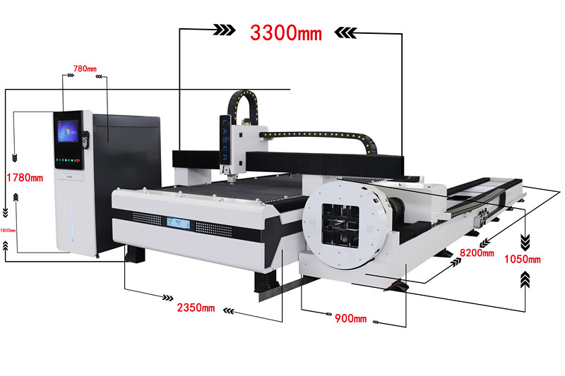 Rotary Cnc Metal Pipe Tube Sheet Laser Cutter Mesin Pemotong Laser Serat 2000w
